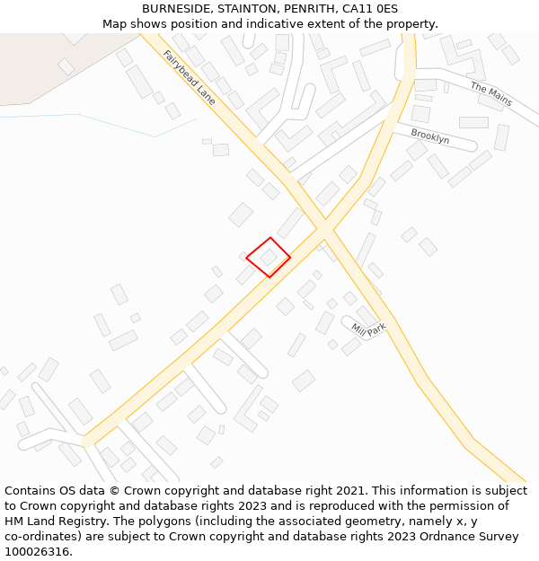 BURNESIDE, STAINTON, PENRITH, CA11 0ES: Location map and indicative extent of plot