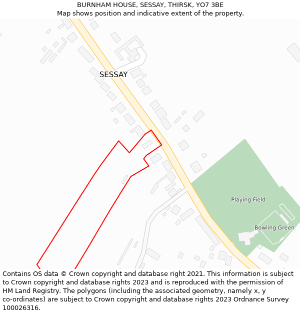 BURNHAM HOUSE, SESSAY, THIRSK, YO7 3BE: Location map and indicative extent of plot