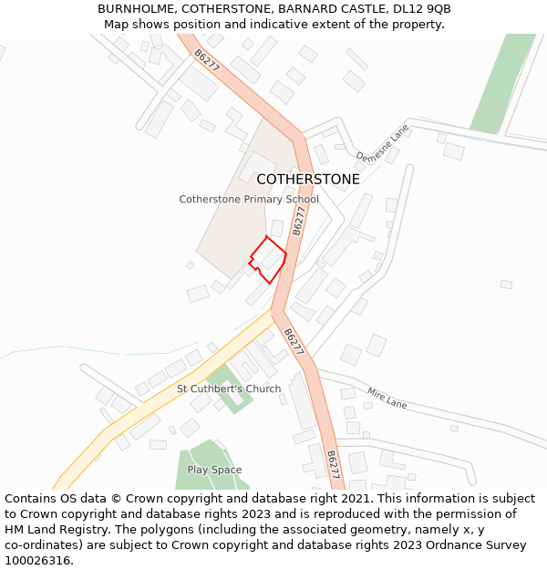 BURNHOLME, COTHERSTONE, BARNARD CASTLE, DL12 9QB: Location map and indicative extent of plot