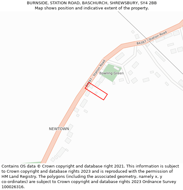 BURNSIDE, STATION ROAD, BASCHURCH, SHREWSBURY, SY4 2BB: Location map and indicative extent of plot