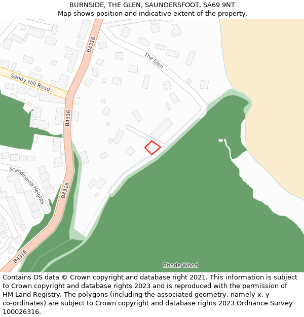 BURNSIDE, THE GLEN, SAUNDERSFOOT, SA69 9NT: Location map and indicative extent of plot