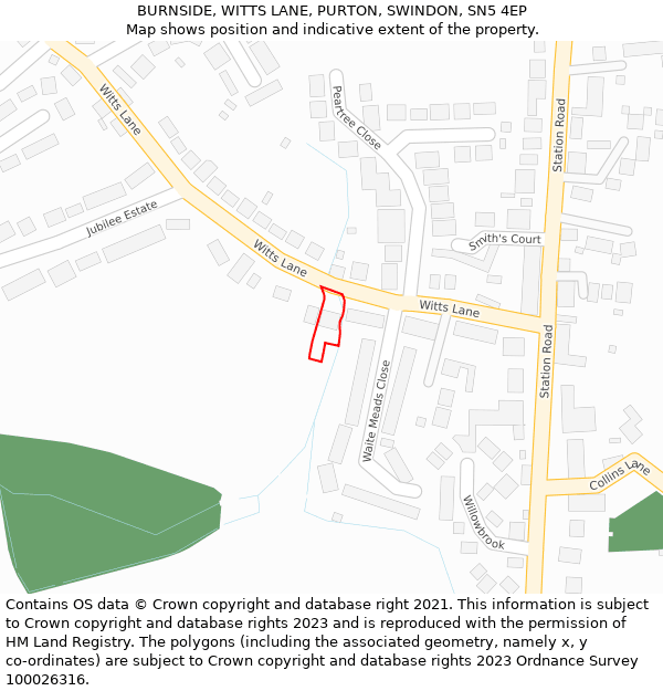 BURNSIDE, WITTS LANE, PURTON, SWINDON, SN5 4EP: Location map and indicative extent of plot