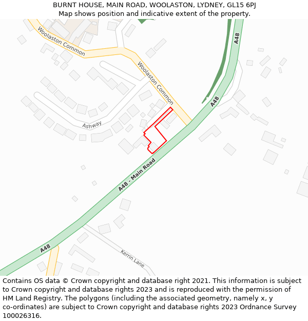 BURNT HOUSE, MAIN ROAD, WOOLASTON, LYDNEY, GL15 6PJ: Location map and indicative extent of plot