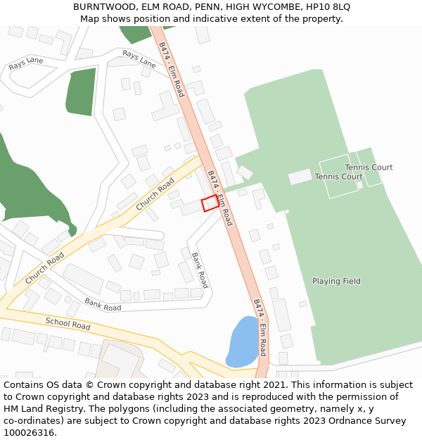 BURNTWOOD, ELM ROAD, PENN, HIGH WYCOMBE, HP10 8LQ: Location map and indicative extent of plot