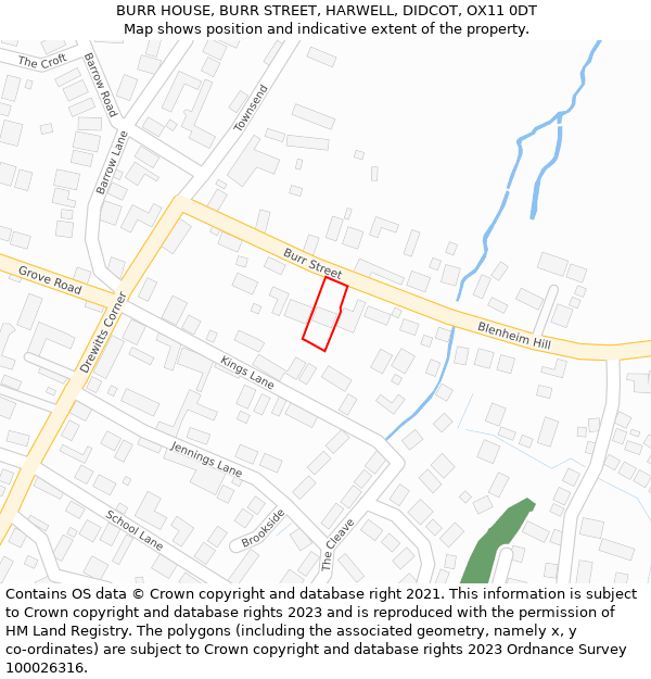 BURR HOUSE, BURR STREET, HARWELL, DIDCOT, OX11 0DT: Location map and indicative extent of plot