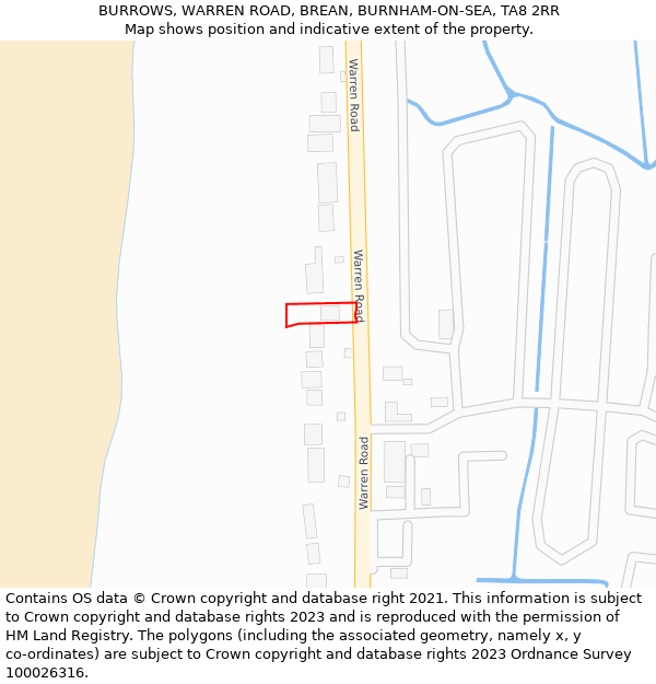 BURROWS, WARREN ROAD, BREAN, BURNHAM-ON-SEA, TA8 2RR: Location map and indicative extent of plot