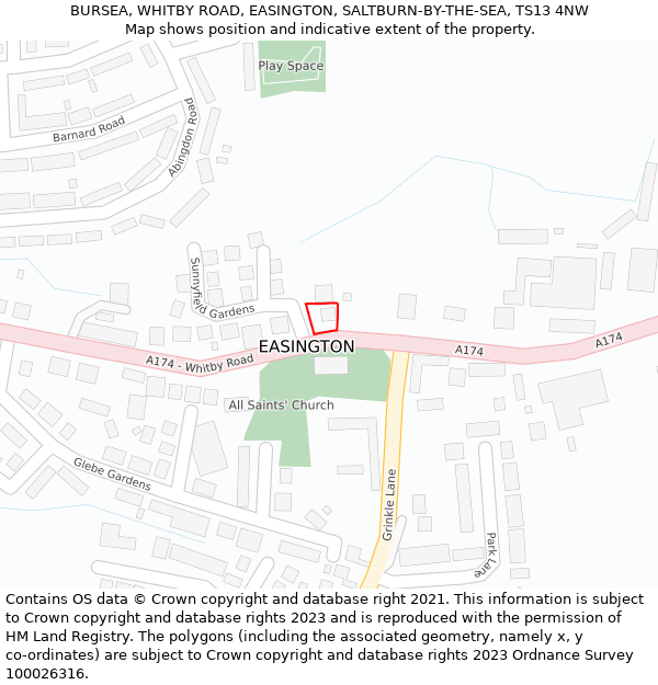 BURSEA, WHITBY ROAD, EASINGTON, SALTBURN-BY-THE-SEA, TS13 4NW: Location map and indicative extent of plot