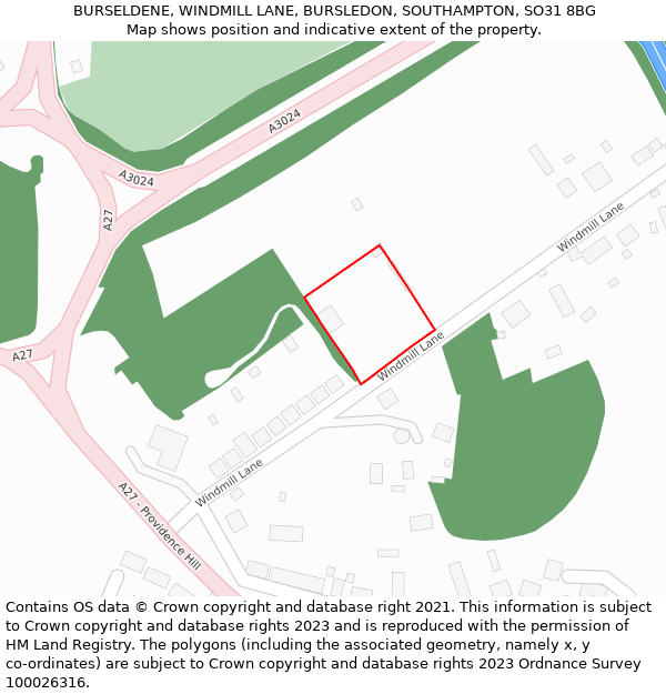 BURSELDENE, WINDMILL LANE, BURSLEDON, SOUTHAMPTON, SO31 8BG: Location map and indicative extent of plot