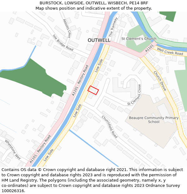 BURSTOCK, LOWSIDE, OUTWELL, WISBECH, PE14 8RF: Location map and indicative extent of plot