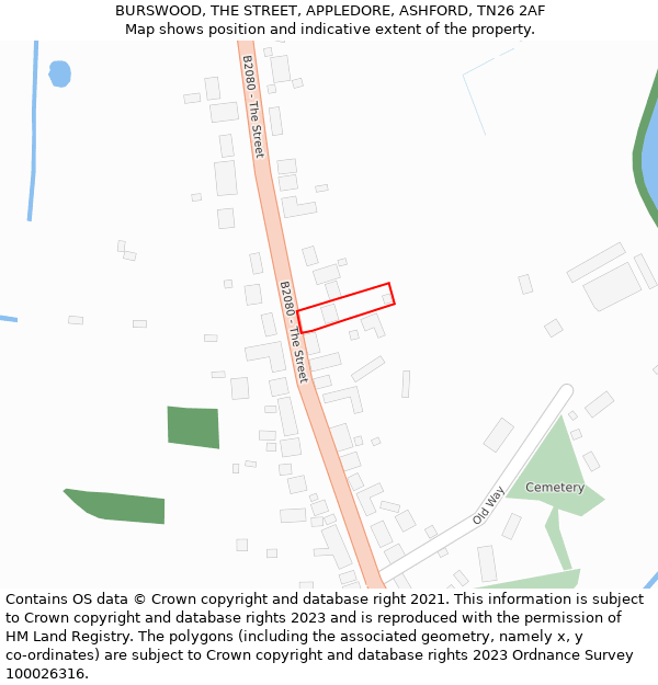 BURSWOOD, THE STREET, APPLEDORE, ASHFORD, TN26 2AF: Location map and indicative extent of plot