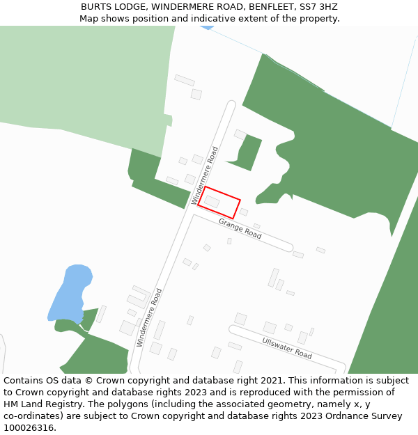 BURTS LODGE, WINDERMERE ROAD, BENFLEET, SS7 3HZ: Location map and indicative extent of plot
