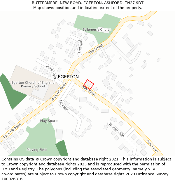 BUTTERMERE, NEW ROAD, EGERTON, ASHFORD, TN27 9DT: Location map and indicative extent of plot