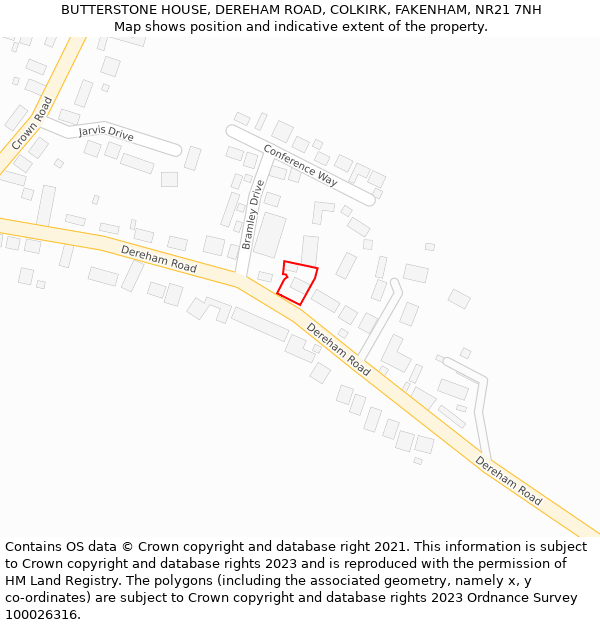 BUTTERSTONE HOUSE, DEREHAM ROAD, COLKIRK, FAKENHAM, NR21 7NH: Location map and indicative extent of plot