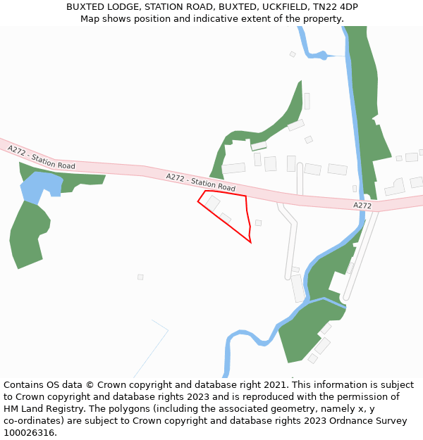BUXTED LODGE, STATION ROAD, BUXTED, UCKFIELD, TN22 4DP: Location map and indicative extent of plot