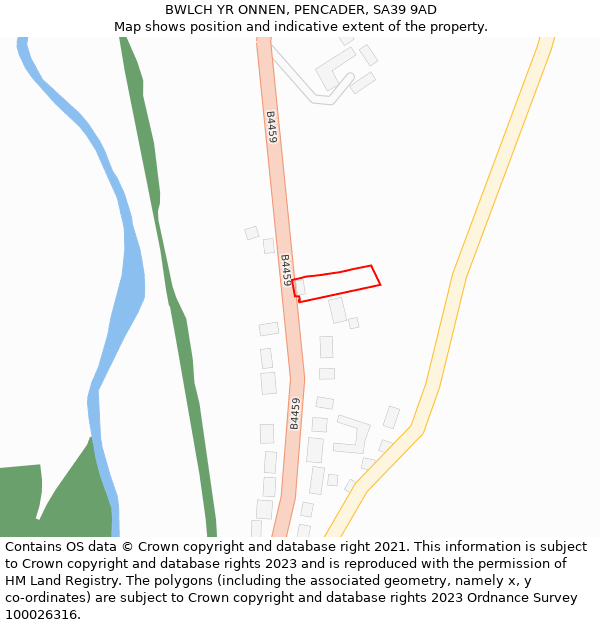 BWLCH YR ONNEN, PENCADER, SA39 9AD: Location map and indicative extent of plot