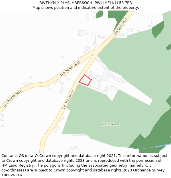 BWTHYN Y PLAS, ABERSOCH, PWLLHELI, LL53 7ER: Location map and indicative extent of plot