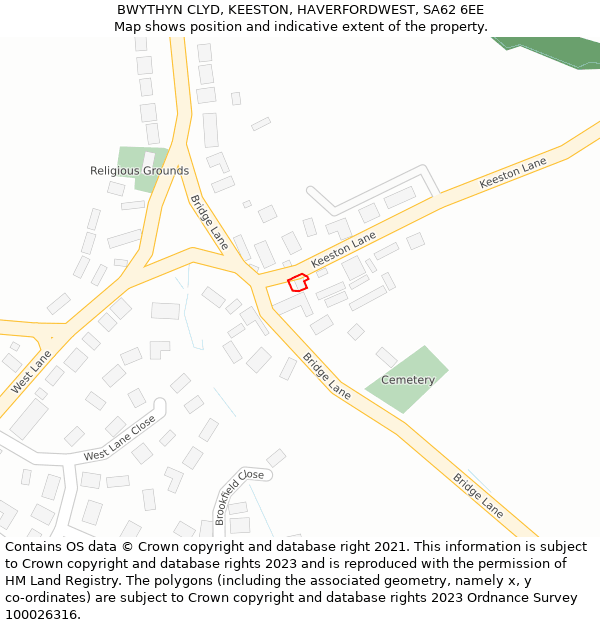 BWYTHYN CLYD, KEESTON, HAVERFORDWEST, SA62 6EE: Location map and indicative extent of plot