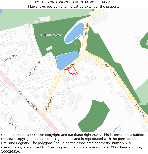 BY THE POND, WOOD LANE, STANMORE, HA7 4JZ: Location map and indicative extent of plot
