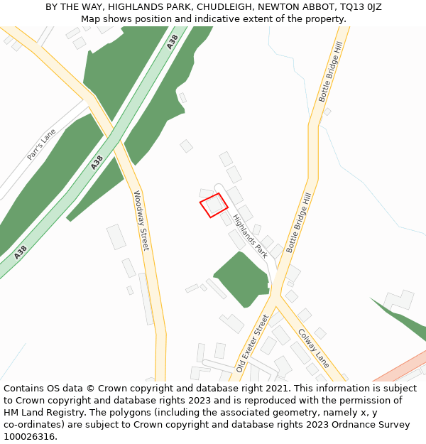 BY THE WAY, HIGHLANDS PARK, CHUDLEIGH, NEWTON ABBOT, TQ13 0JZ: Location map and indicative extent of plot