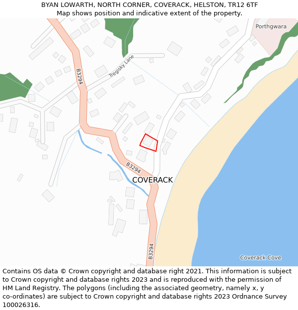 BYAN LOWARTH, NORTH CORNER, COVERACK, HELSTON, TR12 6TF: Location map and indicative extent of plot