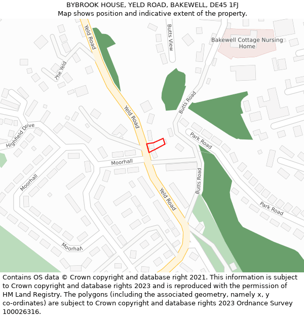 BYBROOK HOUSE, YELD ROAD, BAKEWELL, DE45 1FJ: Location map and indicative extent of plot