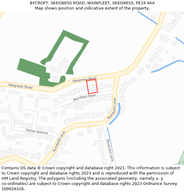 BYCROFT, SKEGNESS ROAD, WAINFLEET, SKEGNESS, PE24 4AA: Location map and indicative extent of plot