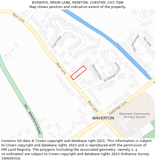 BYEWAYS, MOOR LANE, ROWTON, CHESTER, CH3 7QW: Location map and indicative extent of plot