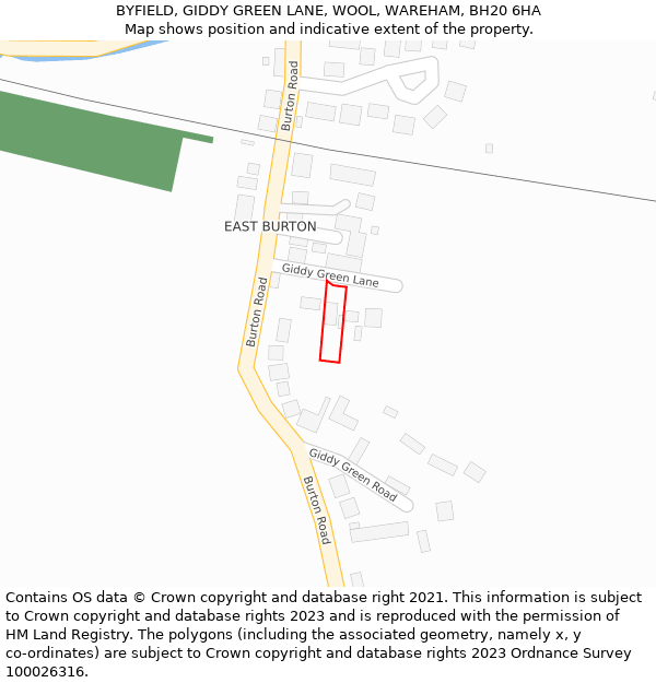 BYFIELD, GIDDY GREEN LANE, WOOL, WAREHAM, BH20 6HA: Location map and indicative extent of plot