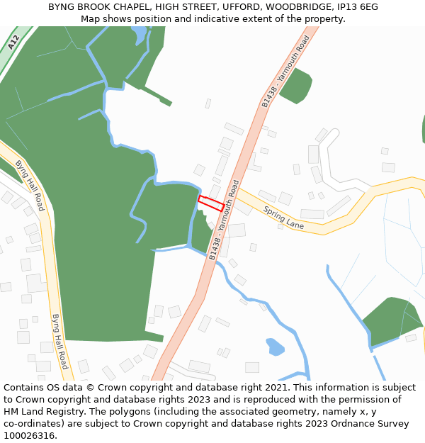 BYNG BROOK CHAPEL, HIGH STREET, UFFORD, WOODBRIDGE, IP13 6EG: Location map and indicative extent of plot