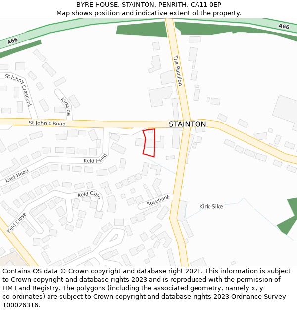 BYRE HOUSE, STAINTON, PENRITH, CA11 0EP: Location map and indicative extent of plot