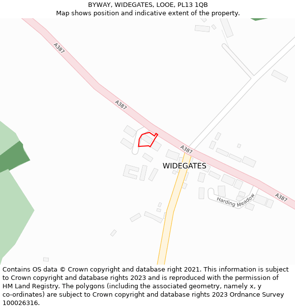 BYWAY, WIDEGATES, LOOE, PL13 1QB: Location map and indicative extent of plot