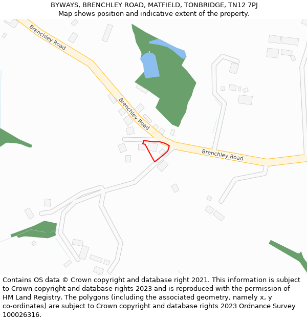 BYWAYS, BRENCHLEY ROAD, MATFIELD, TONBRIDGE, TN12 7PJ: Location map and indicative extent of plot