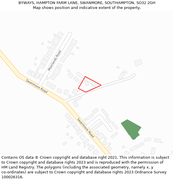 BYWAYS, HAMPTON FARM LANE, SWANMORE, SOUTHAMPTON, SO32 2GH: Location map and indicative extent of plot