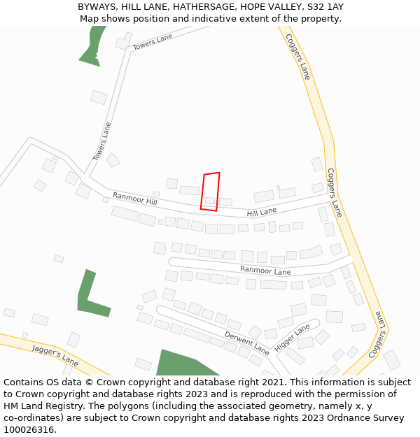 BYWAYS, HILL LANE, HATHERSAGE, HOPE VALLEY, S32 1AY: Location map and indicative extent of plot