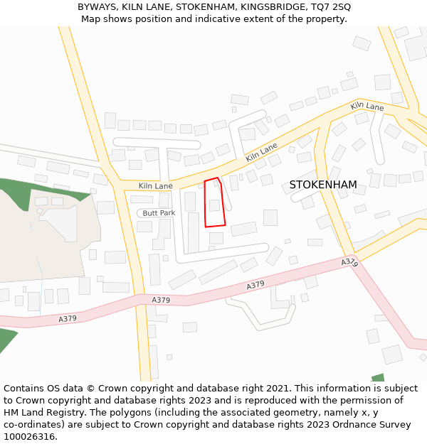 BYWAYS, KILN LANE, STOKENHAM, KINGSBRIDGE, TQ7 2SQ: Location map and indicative extent of plot