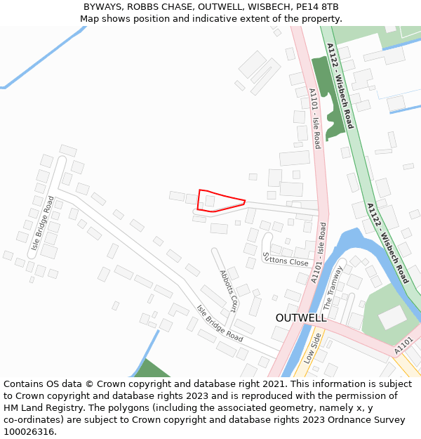 BYWAYS, ROBBS CHASE, OUTWELL, WISBECH, PE14 8TB: Location map and indicative extent of plot