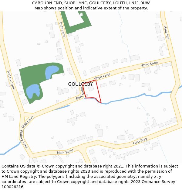 CABOURN END, SHOP LANE, GOULCEBY, LOUTH, LN11 9UW: Location map and indicative extent of plot