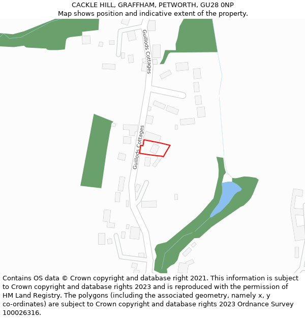 CACKLE HILL, GRAFFHAM, PETWORTH, GU28 0NP: Location map and indicative extent of plot