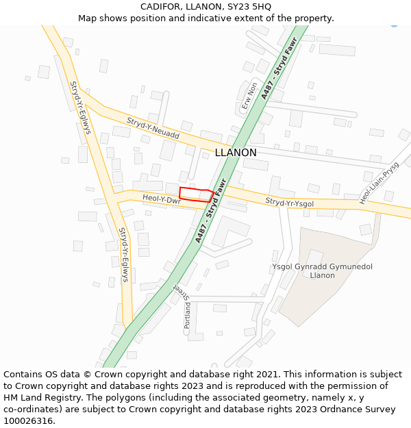 CADIFOR, LLANON, SY23 5HQ: Location map and indicative extent of plot