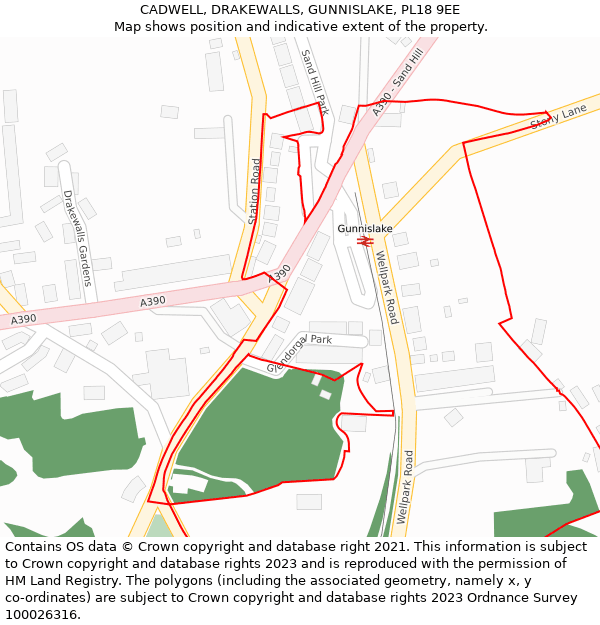CADWELL, DRAKEWALLS, GUNNISLAKE, PL18 9EE: Location map and indicative extent of plot