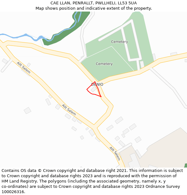 CAE LLAN, PENRALLT, PWLLHELI, LL53 5UA: Location map and indicative extent of plot