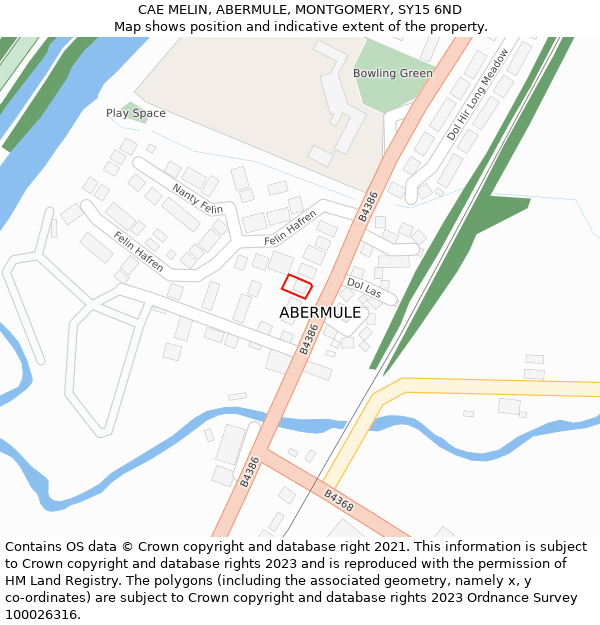 CAE MELIN, ABERMULE, MONTGOMERY, SY15 6ND: Location map and indicative extent of plot