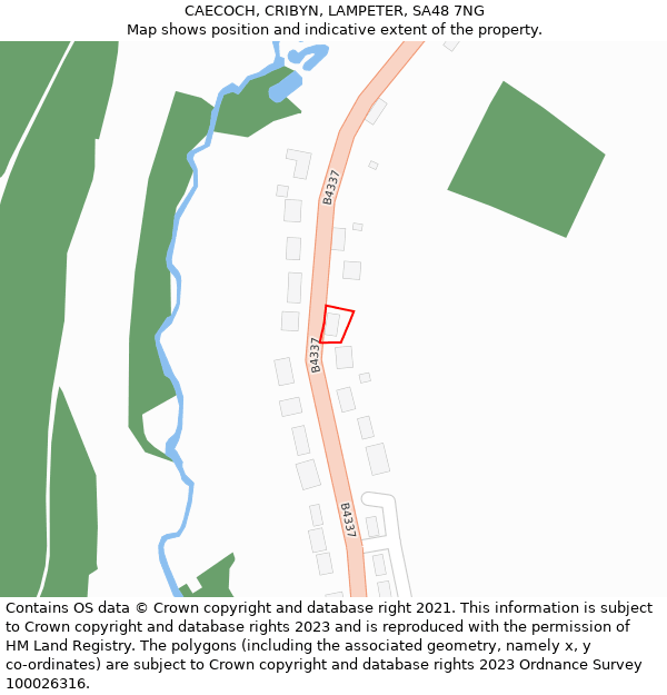 CAECOCH, CRIBYN, LAMPETER, SA48 7NG: Location map and indicative extent of plot