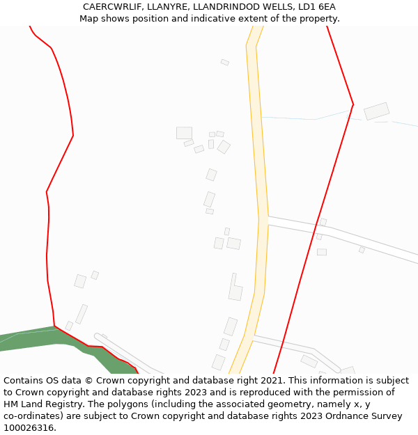 CAERCWRLIF, LLANYRE, LLANDRINDOD WELLS, LD1 6EA: Location map and indicative extent of plot