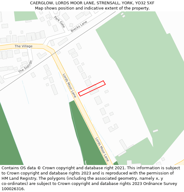 CAERGLOW, LORDS MOOR LANE, STRENSALL, YORK, YO32 5XF: Location map and indicative extent of plot