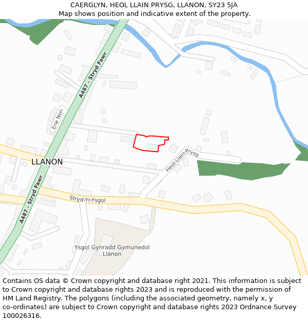 CAERGLYN, HEOL LLAIN PRYSG, LLANON, SY23 5JA: Location map and indicative extent of plot