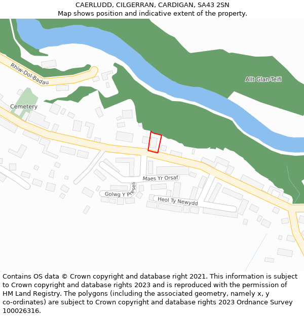 CAERLUDD, CILGERRAN, CARDIGAN, SA43 2SN: Location map and indicative extent of plot