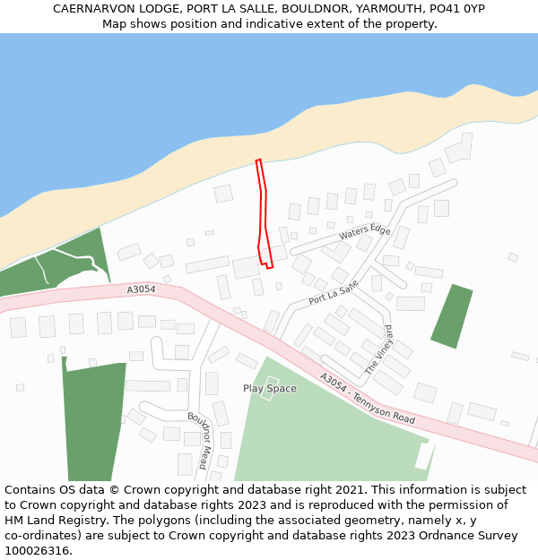 CAERNARVON LODGE, PORT LA SALLE, BOULDNOR, YARMOUTH, PO41 0YP: Location map and indicative extent of plot