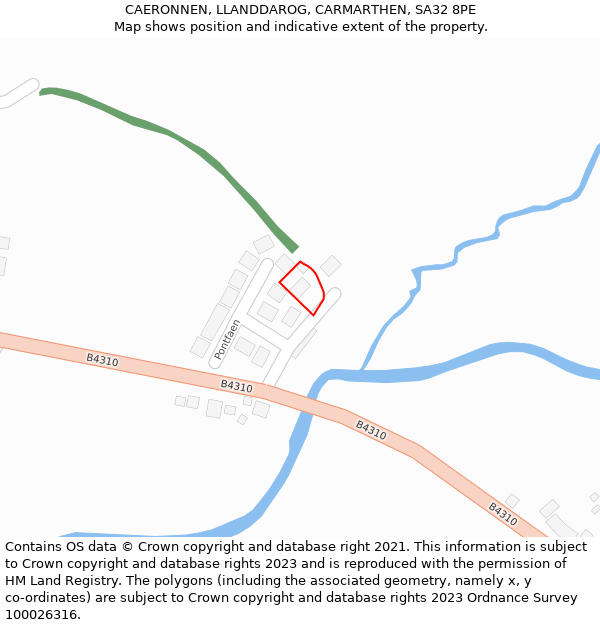CAERONNEN, LLANDDAROG, CARMARTHEN, SA32 8PE: Location map and indicative extent of plot