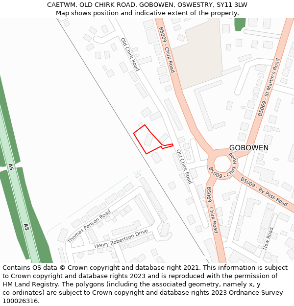 CAETWM, OLD CHIRK ROAD, GOBOWEN, OSWESTRY, SY11 3LW: Location map and indicative extent of plot